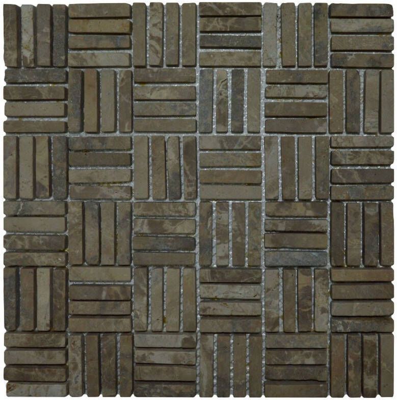 Stabigo Mozaiek Parquet 1x4.8 30x30 cm Marmer Moccacino Blokverband