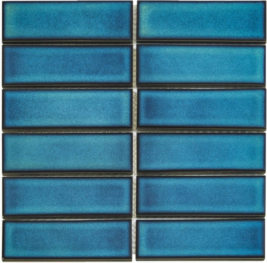 The Mosaic Factory Barcelona mozaïektegel 29.1x29.7cm wandtegel Rechthoek Porselein Azure Blue speckle Glans AF45625