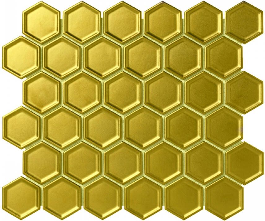 The Mosaic Factory Barcelona mozaïektegel 2.3x2.6x0.5cm voor wand voor binnen Zeshoek Keramiek mat goud metallic AMH23GD online kopen