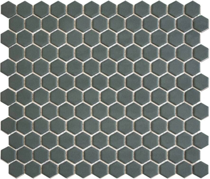 The Mosaic Factory Hexagon mozaïektegel 26x30cm wand en vloertegel Zeshoek Hexagon Porselein Camo Green Mat HM23550