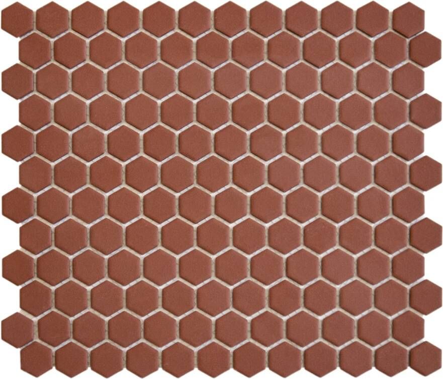 The Mosaic Factory Hexagon mozaïektegel 26x30cm wand en vloertegel Zeshoek Hexagon Porselein Terra Cotta Mat HM23012