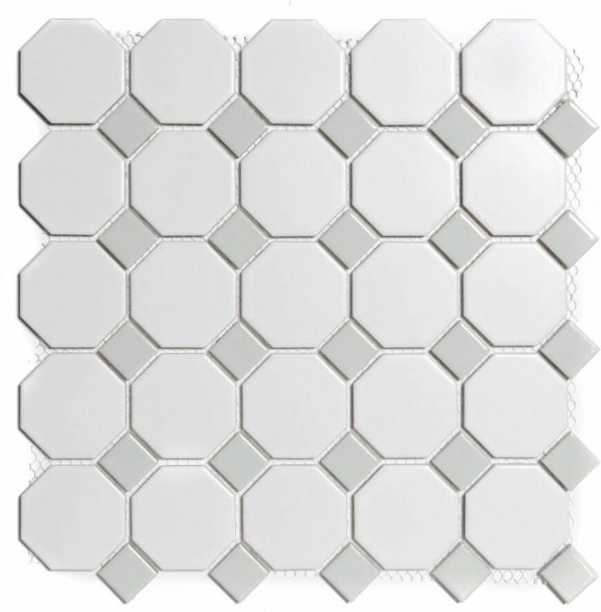 The Mosaic Factory Paris mozaïektegel 5, 6x5, 6x0, 6cm en 2.3x2.3x0.6cm wandtegel voor binnen en buiten overig Keramiek wit met grijs PAOC140300 online kopen