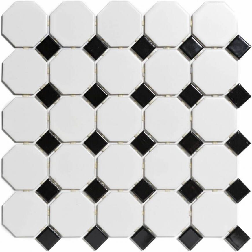 The Mosaic Factory Paris mozaïektegel 5, 6x5, 6x0, 6cm en 2.3x2.3x0.6cm wandtegel voor binnen en buiten overig Keramiek wit met zwart PAOC140915 online kopen