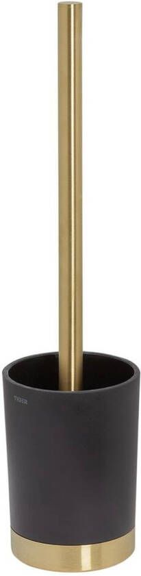 Tiger Tweedekans Tune toiletborstel met houder vrijstaand 9 1x9 1x37 9cm geborsteld messing zwart 04458