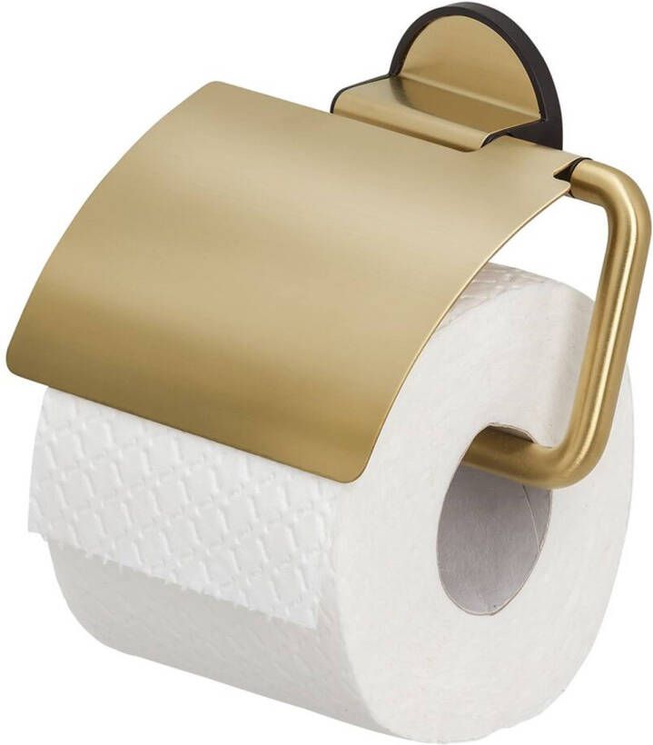 Tiger Tune Toiletrolhouder met klep zelfklevend geborsteld messing zwart 1326635646 - Foto 2