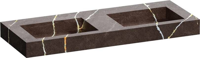 IChoice Artificial Marble dubbele wastafel 120x46cm Copper Brown zonder kraangaten