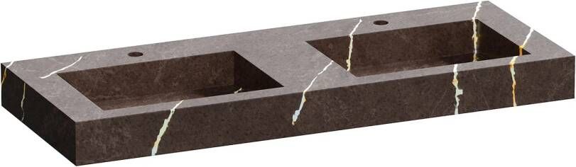 IChoice Artificial Marble dubbele wastafel 120x46cm Copper Brown 2 kraangaten - Foto 1