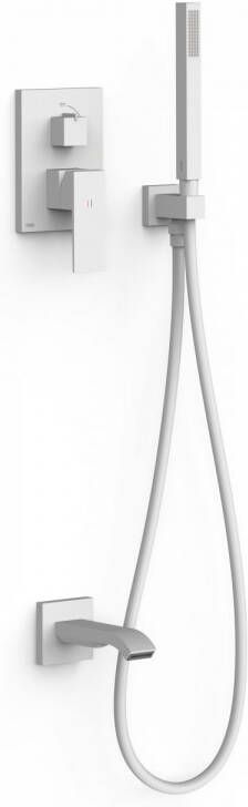 Tres Badkraan Inbouw Cuadro Exclusive met Handdoucheset Wanduitloop en Mengkraan Mat Wit