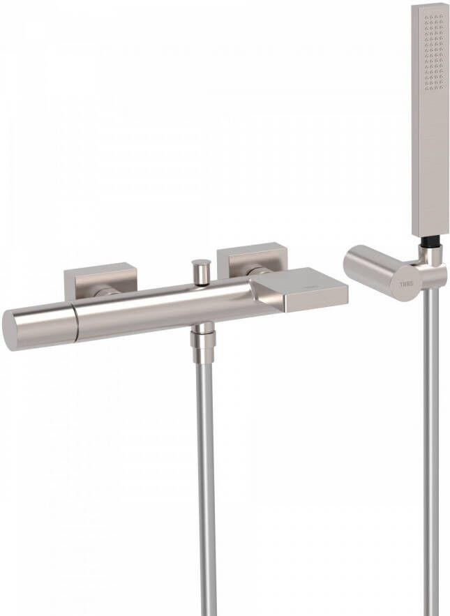 Tres Badkraan Project | Opbouw | Mengkraan | Waterval uitloop | Incl.Handdoucheset | 2-weg | hoh 15 cm | 1-knop | Rond | RVS look - Foto 2