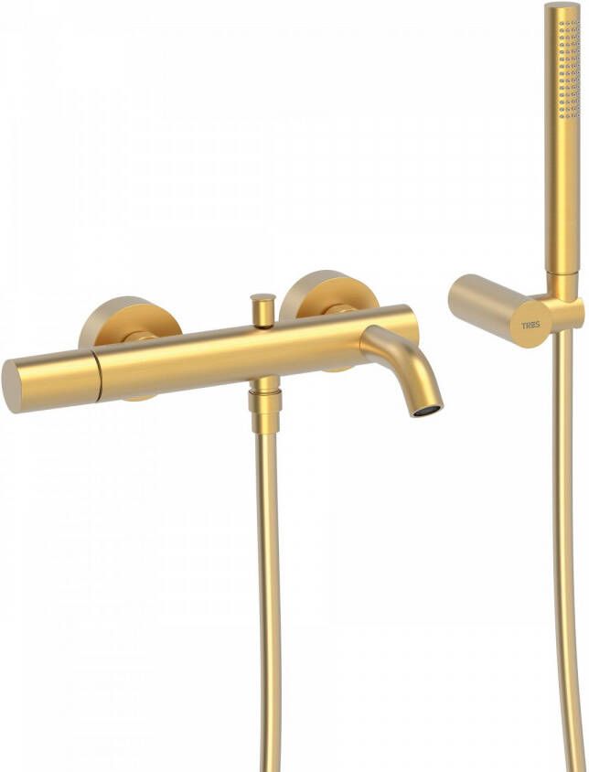 Tres Badmengkraan Study Exclusive Rond met Omstel en Handdoucheset met Staafhanddouche Mat Goud - Foto 2