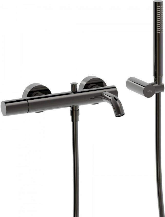 Tres Badmengkraan Study Exclusive Rond met Omstel en Handdoucheset met Staafhanddouche Metallic Zwart - Foto 2