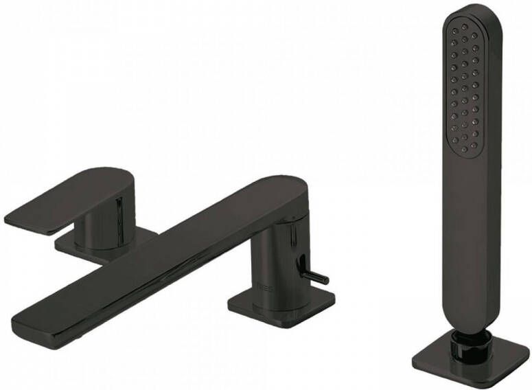 Tres Badrandkraan Loft Colors 1-Hendel Rechte Uitloop 22 cm met Omstel en Handdouche Mat Wit