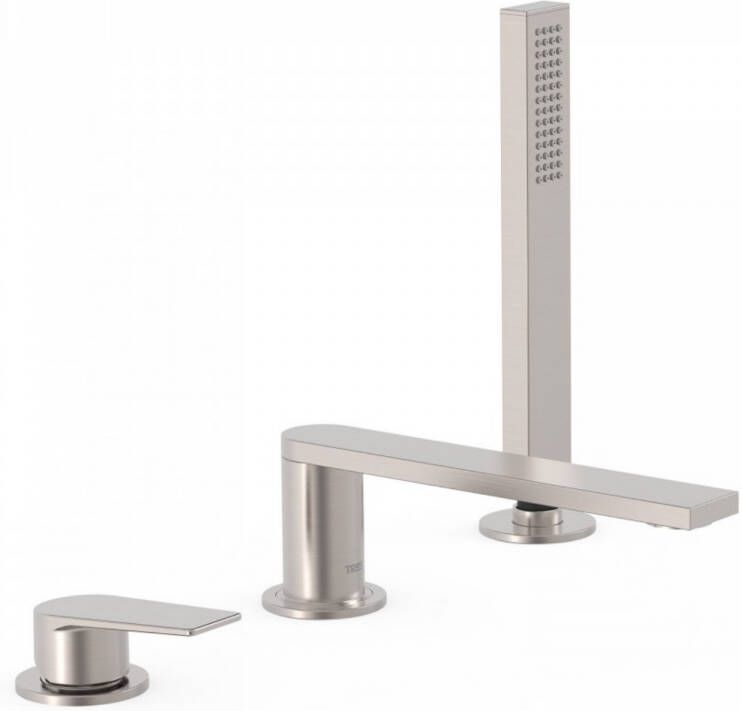 Tres Badrandkraan Project 1-Hendel Rechte Uitloop 18 cm met Omstel en Handdouche RVS - Foto 3