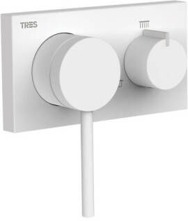 Tres Douchekraan 3V | Inbouw | Mengkraan | Excl.Inbouwdeel | 3-weg | Rond | Wit mat - Foto 2
