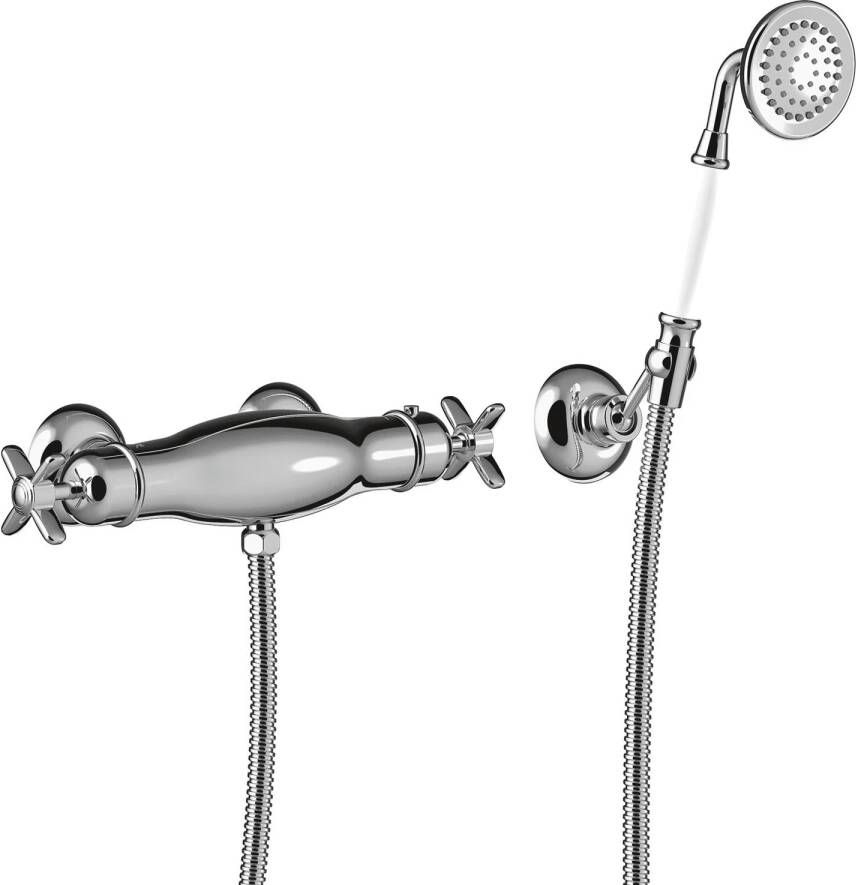 Tres Douchekraan Clasic | Opbouw | Thermostaatkraan | 1-weg | hoh 15 cm | 2-knops | Vintage | Chroom