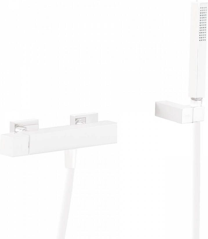 Tres Douchekraan Cuadro | Opbouw | Mengkraan | 1-weg | hoh 15 cm | 1-knop | Vierkant | Wit mat - Foto 2