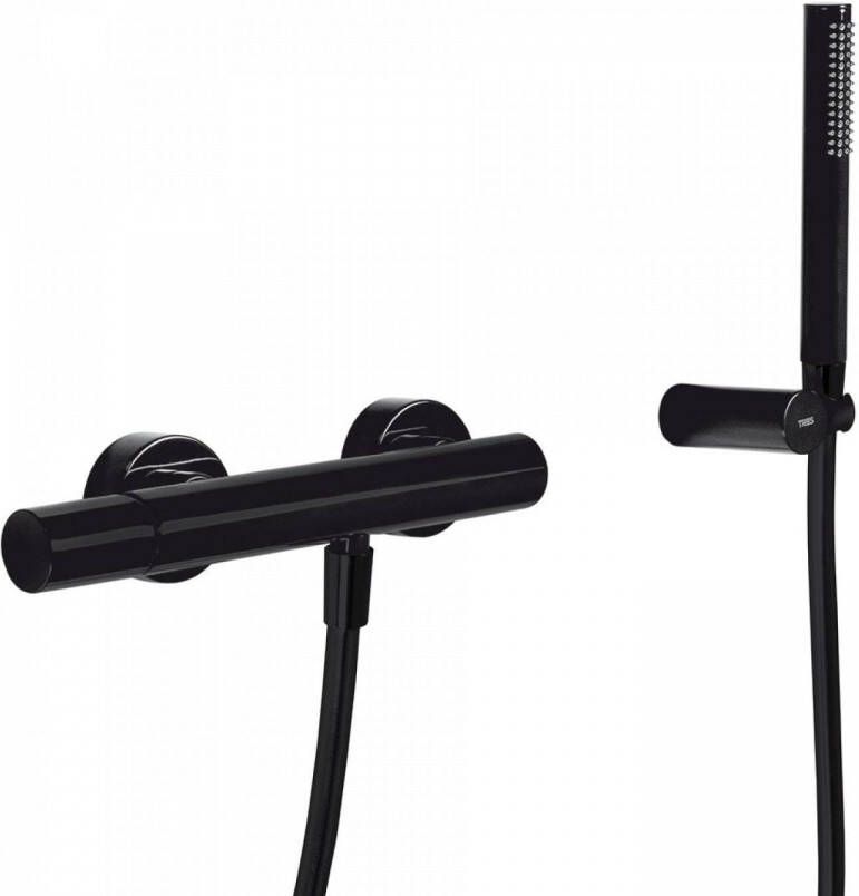 Tres Douchemengkraan Study Colors met Handdouche 29x8 cm Rond Mat Zwart