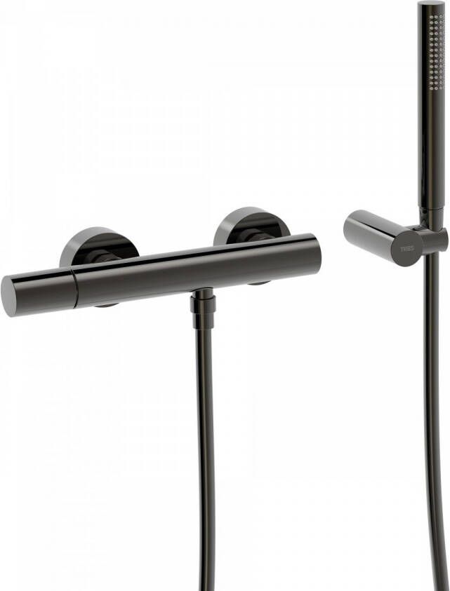 Tres Douchekraan Study | Opbouw | Mengkraan | 1-weg | hoh 15 cm | 1-knop | Rond | Zwart metallic - Foto 2