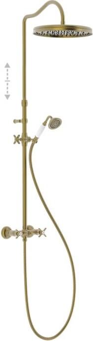 Tres Doucheset Classic Telescopische Glijstang Met Antikalk Handdouche Verouderd Messing Mat - Foto 2