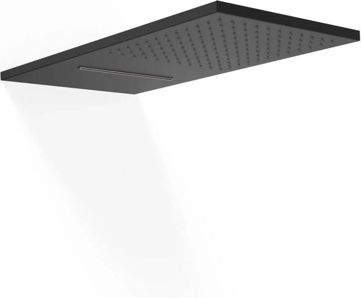 Tres Hoofddouche Exclusive | 55x28 cm | Met waterval | Rechthoek | Zwart mat - Foto 2