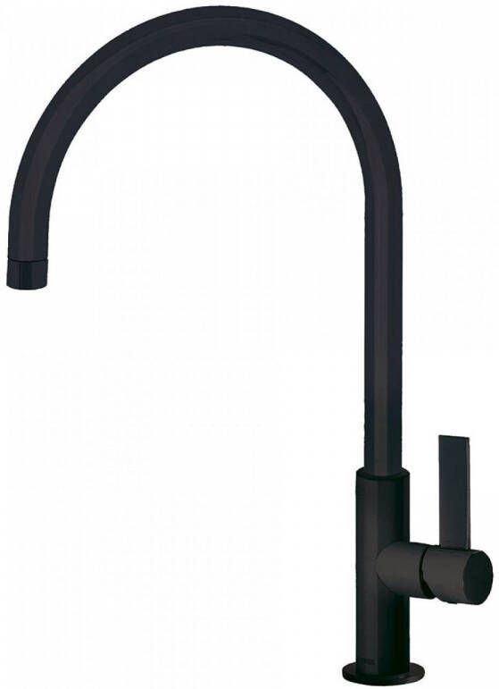 Tres Keukenmengkraan Class 1-Hendel Uitloop Gebogen 26.1 cm Rond Mat Zwart