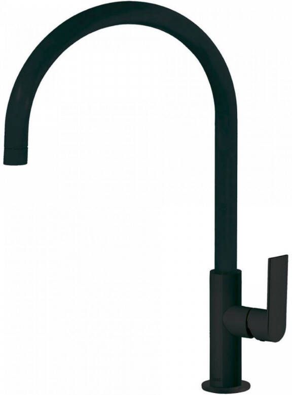 Tres Keukenmengkraan Loft 1-Hendel Uitloop Gebogen 26 cm Rond Mat Zwart