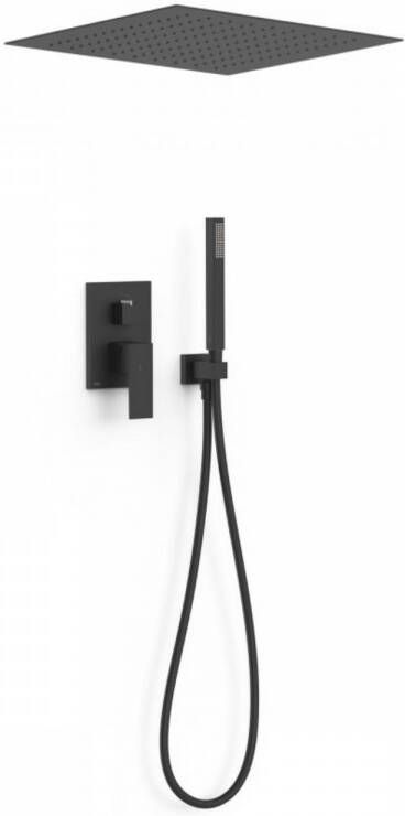 Tres Regendoucheset Inbouw Cuadro Exclusive Met Plafonddouche en Handdoucheset met Staafhanddouche Mat Zwart - Foto 2