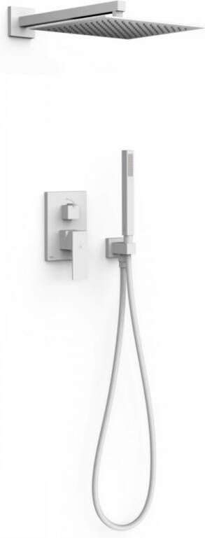 Tres Regendoucheset Inbouw Cuadro Exclusive Met Wandarm en Handdoucheset met Staafhanddouche Mat Wit - Foto 3