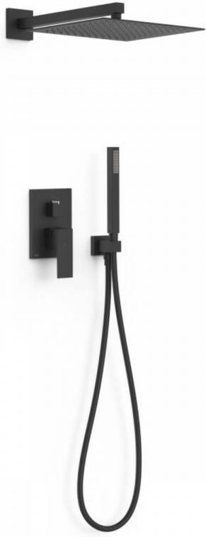 Tres Regendoucheset Inbouw Cuadro Exclusive Met Wandarm en Handdoucheset met Staafhanddouche Mat Zwart - Foto 3