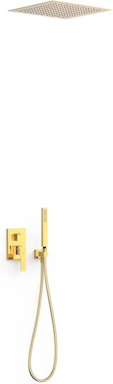 Tres Regendoucheset Inbouw Slim Exclusive Met Plafonddouche en Handdoucheset met Staafhanddouche Goud