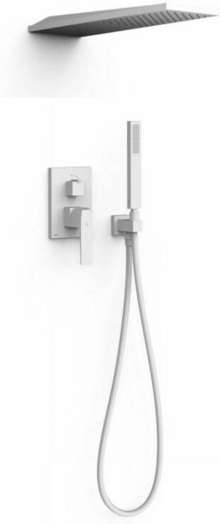 Tres Regendoucheset Inbouw Slim Exclusive Met Wanddouche en Handdoucheset met Staafhanddouche Mat Wit - Foto 2