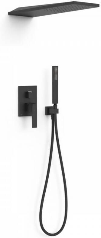 Tres Regendoucheset Inbouw Slim Exclusive Met Wanddouche en Handdoucheset met Staafhanddouche Mat Zwart - Foto 2