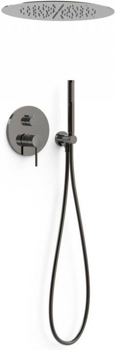 Tres Regendoucheset Inbouw Study Exclusive Rond 38 cm met Plafonddouche en Handdoucheset met Staafhanddouche Rapid Box Rosé Goud