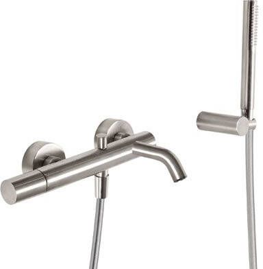 Tres Badkraan Study | Opbouw | Mengkraan | Incl.Handdoucheset | 2-weg | hoh 15 cm | 1-knop | Rond | RVS look - Foto 2