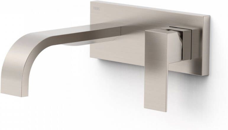 Tres Wastafelmengkraan Inbouw Cuadro Exclusive Gebogen Uitloop en Korte Hendel RVS