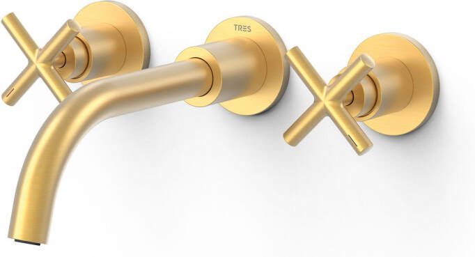 Tres Wastafelmengkraan Inbouw Mont Blanc 3-Gats Lange Uitloop Mat Goud