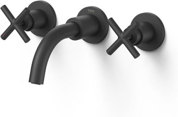 Tres Wastafelmengkraan Inbouw Mont Blanc 3-Gats Mat Zwart