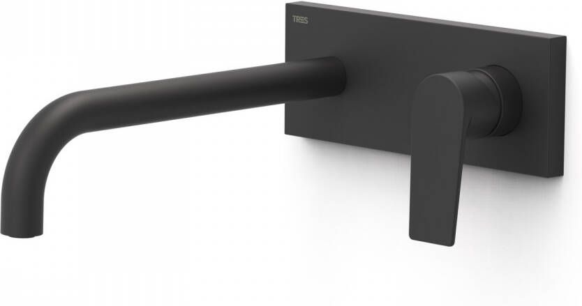 Tres Wastafelmengkraan Inbouw Project Gebogen Uitloop 24 cm Mat Zwart