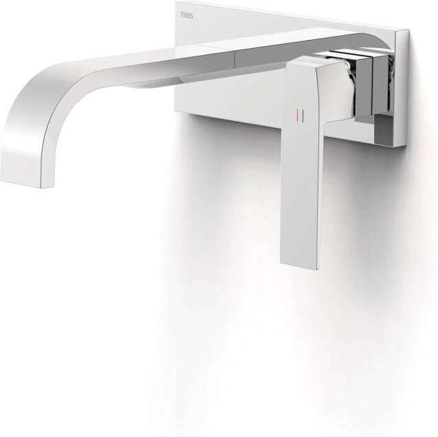 Tres Wastafelmengkraan Inbouw Slim Exclusive Lange Gebogen Uitloop en Lange Hendel Chroom