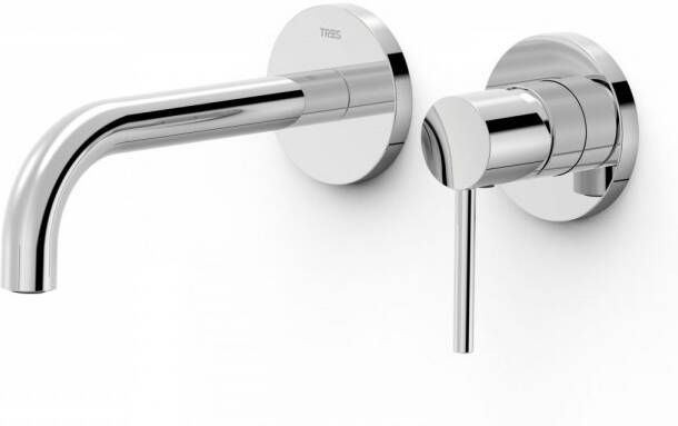 Tres Wastafelmengkraan Inbouw Study Exclusive 2-Gats Gebogen Uitloop 18 cm en Hendel Chroom