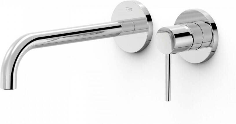 Tres Wastafelmengkraan Inbouw Study Exclusive 2-Gats Gebogen Uitloop 24 cm en Hendel Chroom