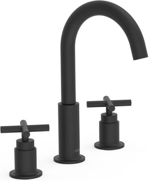 Tres Wastafelmengkraan Mont Blanc 3-Gats Met Twee Grepen Mat Zwart