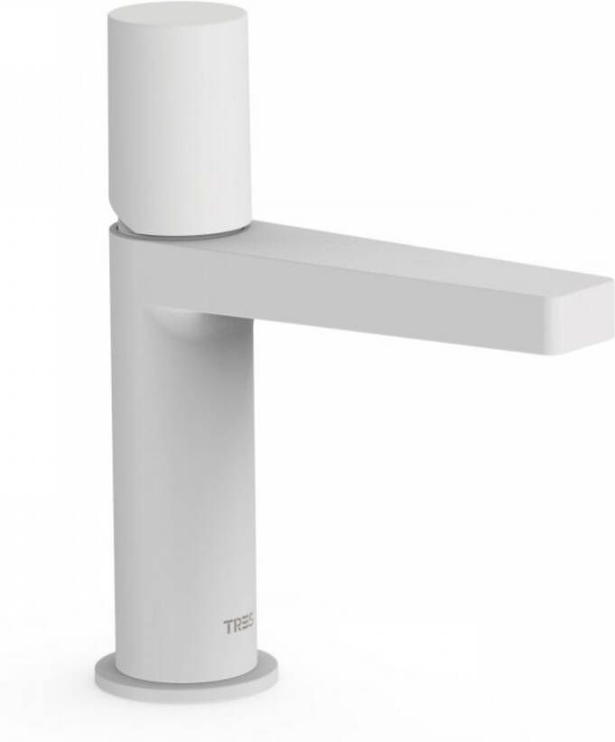 Tres Wastafelmengkraan Project 1-Knop Uitloop Recht 10.6 cm Rond Mat Wit
