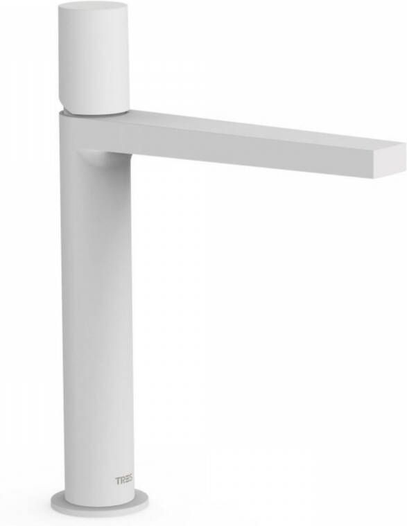 Tres Wastafelmengkraan Project 1-Knop Uitloop Recht 19.7 cm Rond Mat Wit