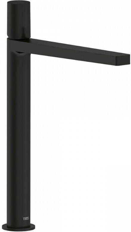Tres Wastafelmengkraan Project 1-Knop Uitloop Recht 28.4 cm Rond Mat Zwart