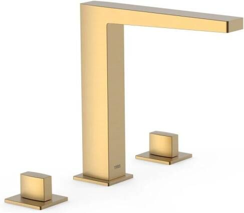 Tres Wastafelmengkraan Slim Exclusive 3-Gats met 2 Knoppen Mat Goud