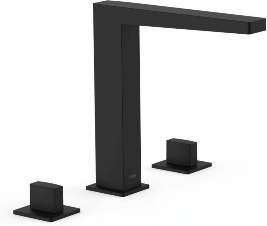Tres Wastafelmengkraan Slim Exclusive 3-Gats met 2 Knoppen Mat Zwart