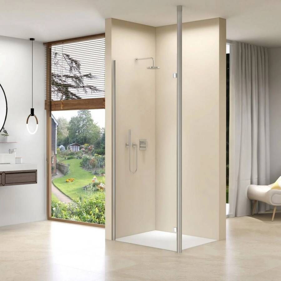 Van Rijn Inloopdouche ST01 Met RVS Staander 50 mm 46x200 cm Helder Glas 8 mm