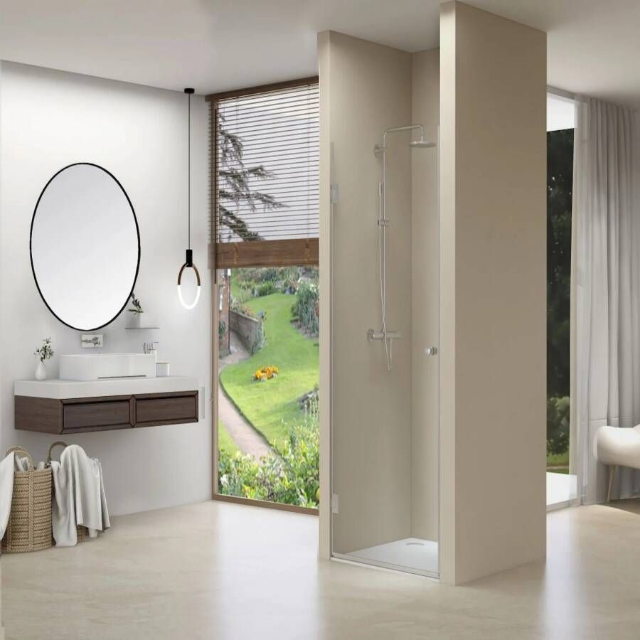 Van Rijn Products ST01 Nisdeur 90x200cm helder clearglas dikte 8mm incl. dichtingen zwart ST01LP10090ZW