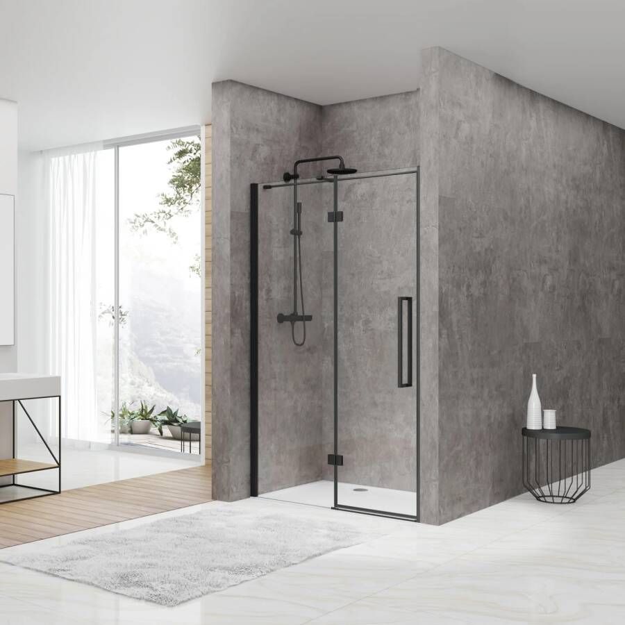 Van Rijn Nisdeur ST05 Draaideur Met Vaste Wand 140x200 cm 8 mm Zwart
